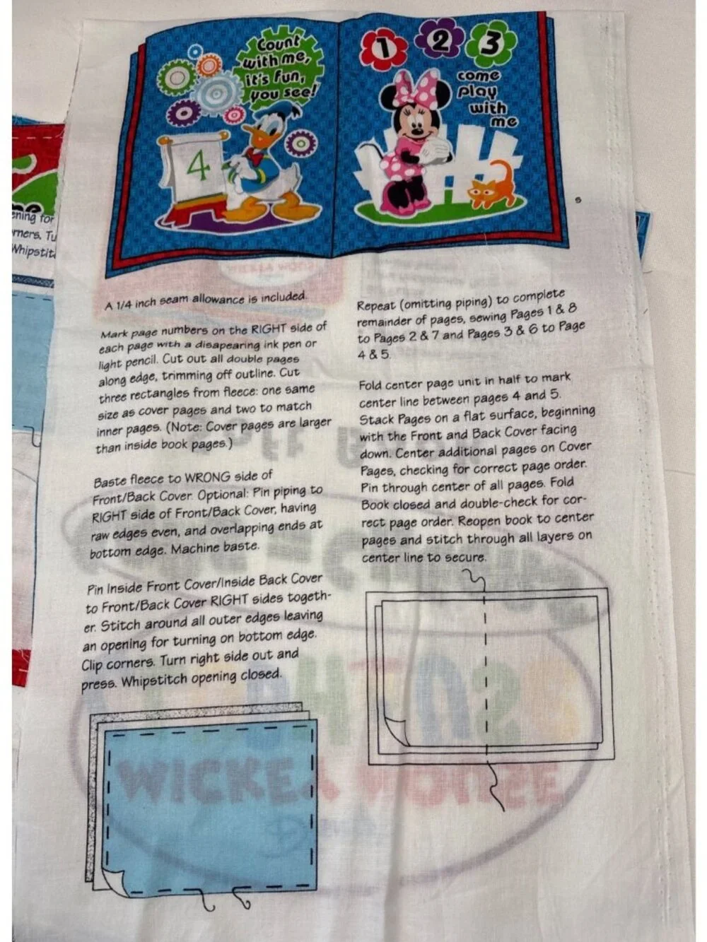 Disney Mickey Mouse Clubhouse Soft Book Fabric Panel DIY Ears=Cheers Kids Craft